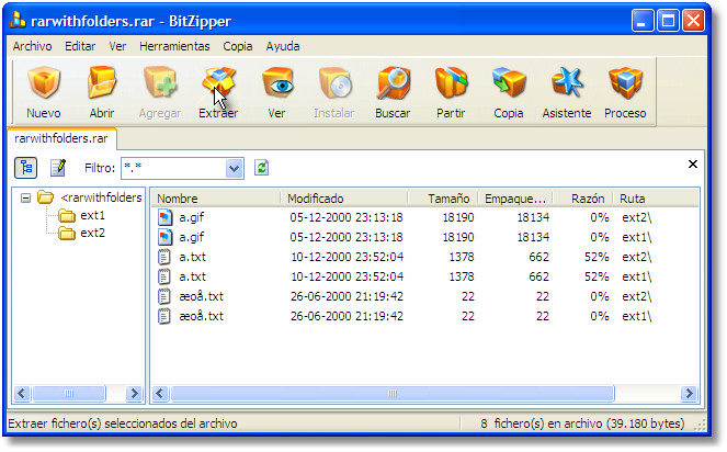 Extract files from a RAR file